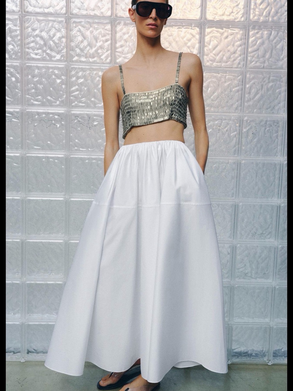 NWT Zara ZW Collection White Full-Length A-Line Women's Skirt Small